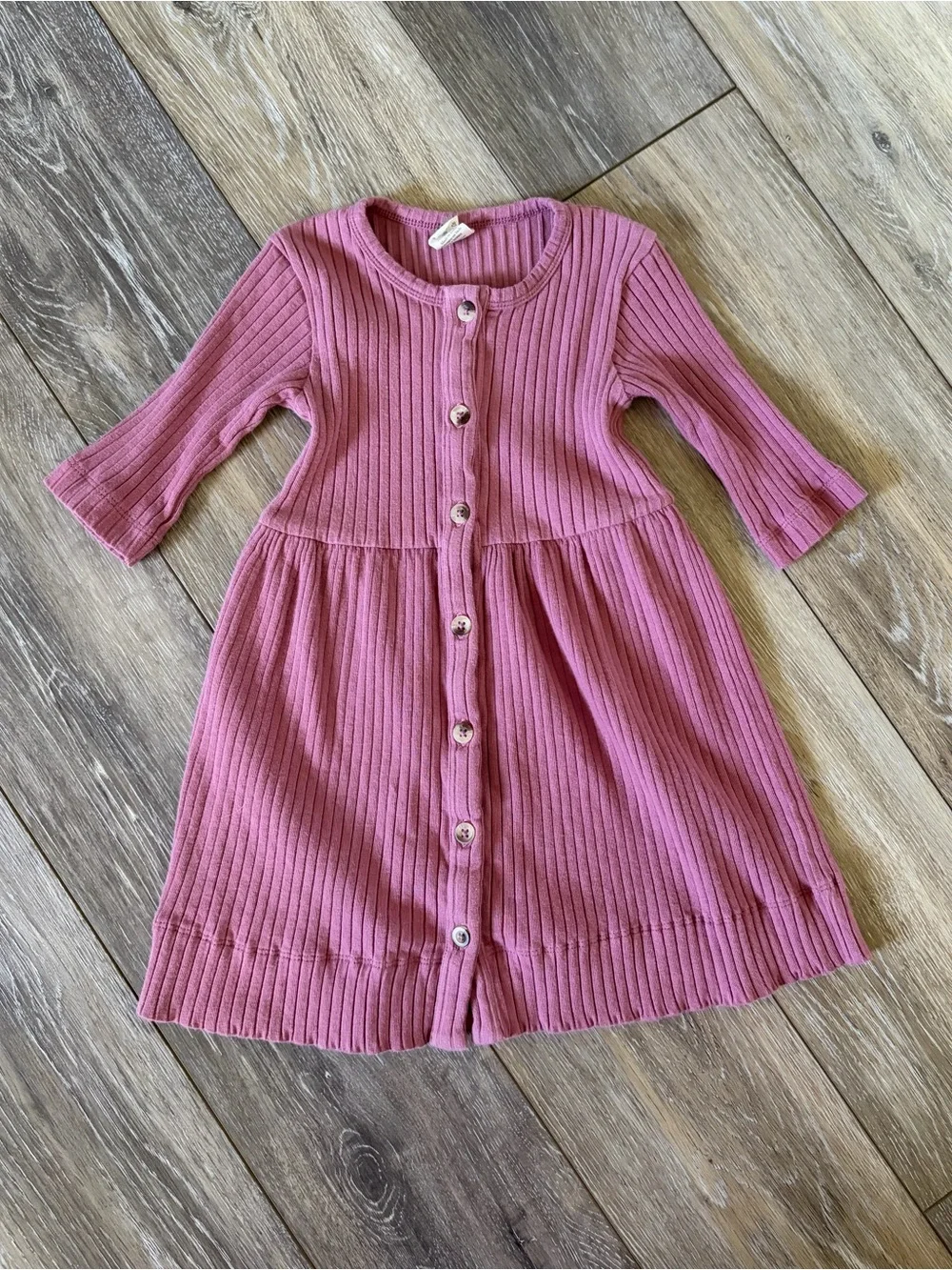Kate Quinn Dusty Rose Ribbed Button-Front Dress
